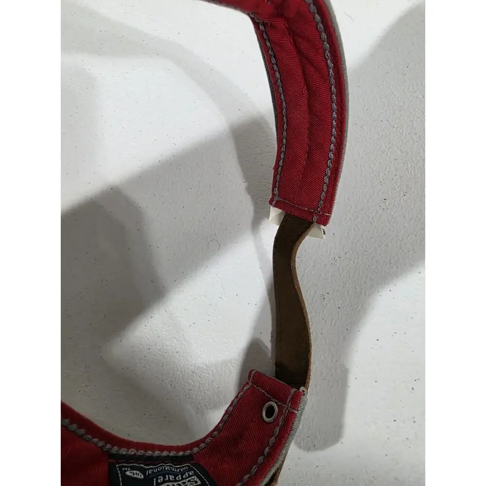 True Religion Sample Visor Hat Gray Blue Horseshoe Logo Leather Strap Paramount